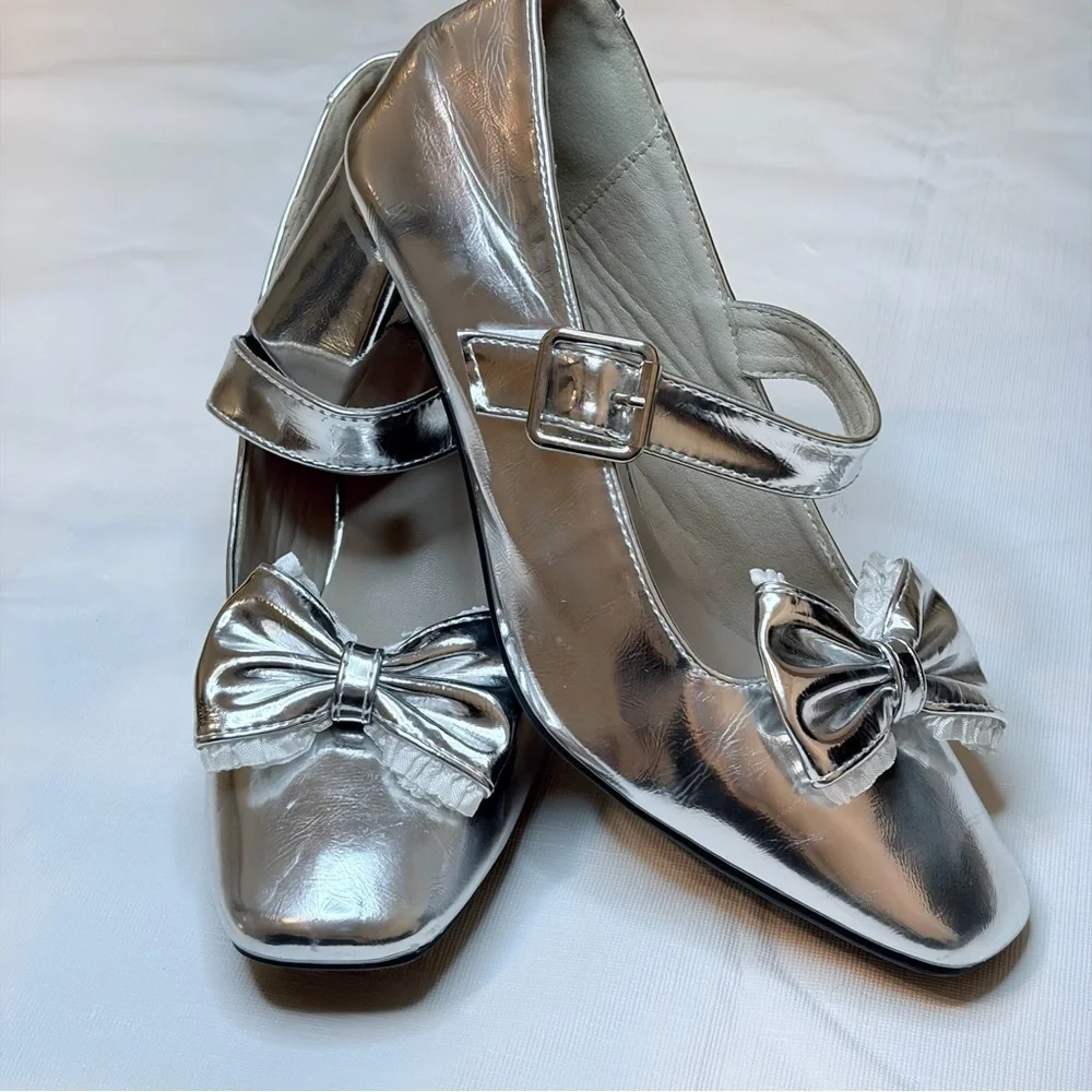 Elegant Silver Bow Heels